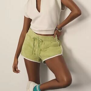 ANTHROPOLOGIE Daily Practice Team Spirit Terry Shorts Sunkissed Lime Medium M